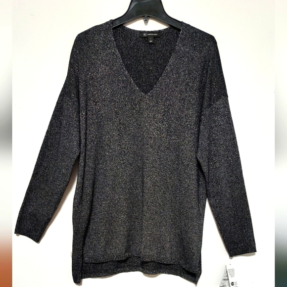 New I.N.C. Black Silver Metallic Sweater / Size L - Picture 1 of 11